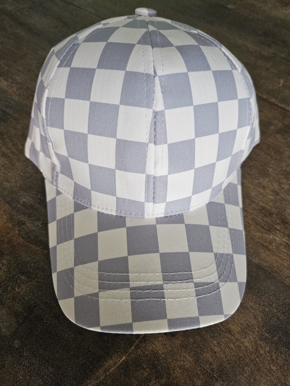 NWT Grey And White Checkered Baseball Trucker Hat